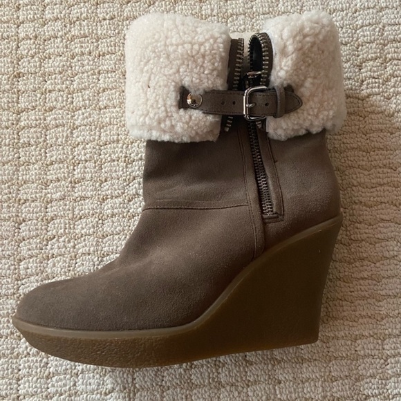 Coach Fur Wedge Boots - Picture 2 of 13